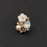 10 PCS 13*17mm Rhinestone Pearl Flower Buckles Jewelry Making