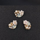 10 PCS 13*17mm Rhinestone Pearl Flower Buckles Jewelry Making