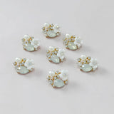 10 PCS 13*17mm Rhinestone Pearl Flower Buckles Jewelry Making