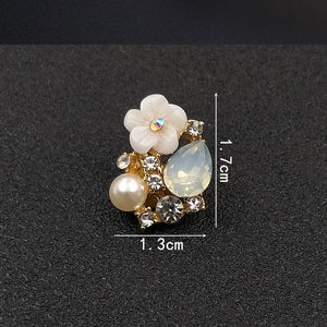 10 PCS 13*17mm Rhinestone Pearl Flower Buckles Jewelry Making
