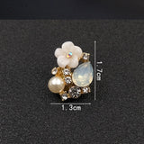 10 PCS 13*17mm Rhinestone Pearl Flower Buckles Jewelry Making