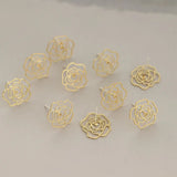 10 PCS 13mm Metal Copper Rose Flowers Stud Earrings DIY Accessories