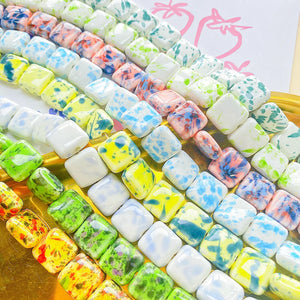 10 PCS 14mm Square Ceramic Beads Spacer Loose Bead DIY Jewelry Making