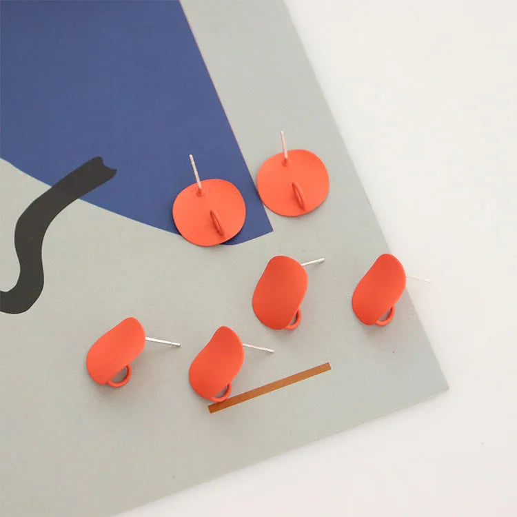 10 PCS 15mm Copper Spray Paint Round Ear Stud Earrings DIY Jewelry Making