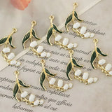 10PCS 15x33mm Enamel Leaves Flowers Pendant Charms DIY Jewelry Making