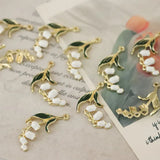 10PCS 15x33mm Enamel Leaves Flowers Pendant Charms DIY Jewelry Making