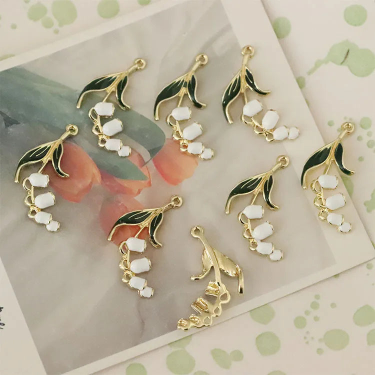 10PCS 15x33mm Enamel Leaves Flowers Pendant Charms DIY Jewelry Making