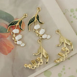 10PCS 15x33mm Enamel Leaves Flowers Pendant Charms DIY Jewelry Making