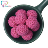 10 PCS Girly Pink Crochet Wood Beads DIY Nursing Jewelry