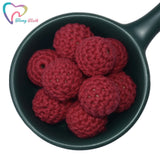 10 PCS Girly Pink Crochet Wood Beads DIY Nursing Jewelry