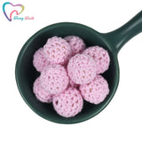 10 PCS Girly Pink Crochet Wood Beads DIY Nursing Jewelry