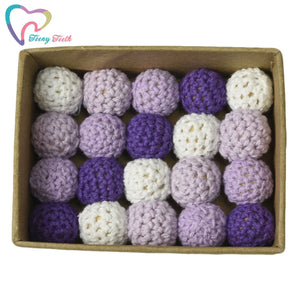 10 PCS Baby Crochet Wood Beads Nursing Jewelry Teething DIY