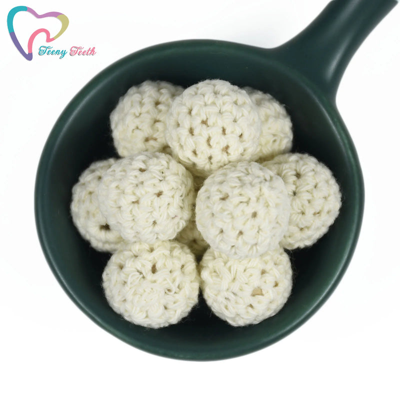 10 PCS Baby Crochet Wood Beads Nursing Jewelry Teething DIY