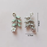 10 PCS Rhinestone Leaf Metal Charms for DIY Jewelry Making