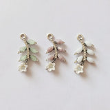 10 PCS Rhinestone Leaf Metal Charms for DIY Jewelry Making