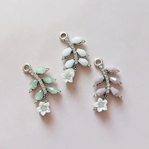 10 PCS Rhinestone Leaf Metal Charms for DIY Jewelry Making