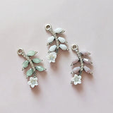 10 PCS Rhinestone Leaf Metal Charms for DIY Jewelry Making