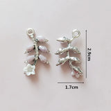 10 PCS Rhinestone Leaf Metal Charms for DIY Jewelry Making