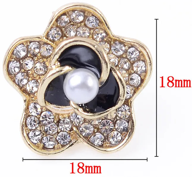 10pcs 18mm Crystal Rhinestone Enamel Pearl Flowers DIY Jewelry Accessories