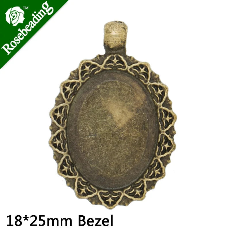 10 PCS 18x25mm Oval Pendant Tray for Jewelry Making