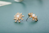 10 PCS Crystal Rhinestones Pearl Flowers Earrings Accessories