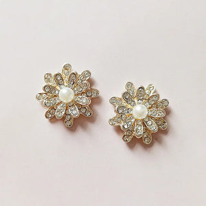 10 PCS Crystal Rhinestones Pearl Flowers Earrings Accessories