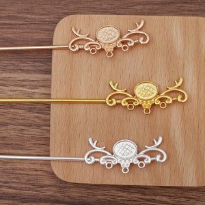 10 PCS Metal Flowers Hair Sticks DIY Accessories for Jewelry Making