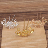 10 PCS 22*43mm Flowers Hair Sticks Gold/Silver Plated Alloy DIY Hair Fork