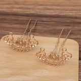 10 PCS 22*43mm Flowers Hair Sticks Gold/Silver Plated Alloy DIY Hair Fork