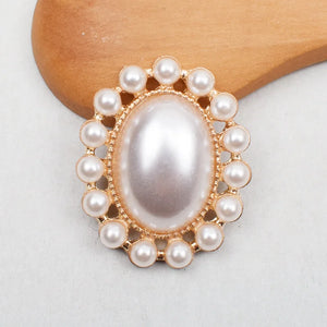 10 PCS Oval Pearl Rhinestone Flowers DIY Hair Accessories