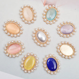 10 PCS Oval Pearl Rhinestone Flowers DIY Hair Accessories