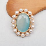 10 PCS Oval Pearl Rhinestone Flowers DIY Hair Accessories