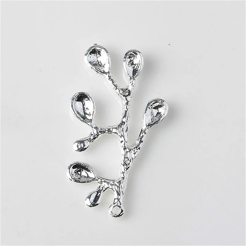 10 PCS 23x36mm KC/Silver Plated Branch Pendant Charms