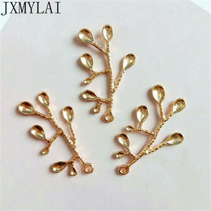10 PCS 23x36mm KC/Silver Plated Branch Pendant Charms