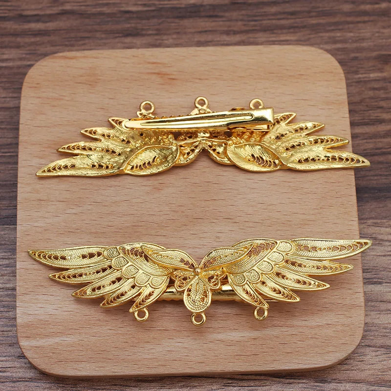 10 PCS 24x100mm Gold/Silver Plated Wings Hair Clip Metal Alloy Wings Hairpin