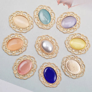 10 PCS Metal Alloy Oval Rhinestone Crystal Flowers Diy Hair Jewelry Making