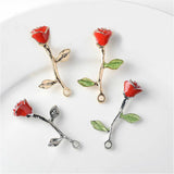 10 PCS Enamel Rose Flower Pendant DIY Jewelry Accessories