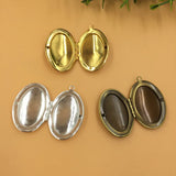 Metal Copper KC/Silver Oval Photo Locket Pendant Charm for Jewelry Making