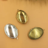 Metal Copper KC/Silver Oval Photo Locket Pendant Charm for Jewelry Making