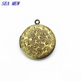 10 PCS 27.5mm Brass Round Locket Pendant Photo DIY Necklace Pendant