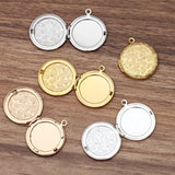 10 PCS 27.5mm Brass Round Locket Pendant Photo DIY Necklace Pendant