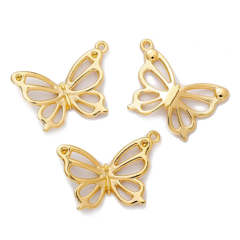 10 PCS Metal Hollow Out Butterfly Pendant Charms For DIY Jewelry Making