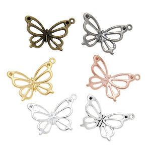10 PCS Metal Hollow Out Butterfly Pendant Charms For DIY Jewelry Making
