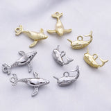 10PCS 28x19mm Metal Whale Dolphin Pendant Charms DIY Jewelry Accessories