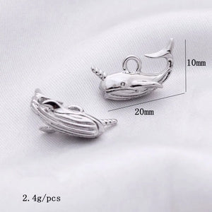 10PCS 28x19mm Metal Whale Dolphin Pendant Charms DIY Jewelry Accessories