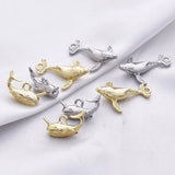 10PCS 28x19mm Metal Whale Dolphin Pendant Charms DIY Jewelry Accessories