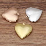 10 PCS 29mm Metal Copper Heart Photo Locket Charms for DIY Jewelry