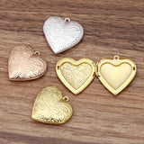 10 PCS 29mm Metal Copper Heart Photo Locket Charms for DIY Jewelry