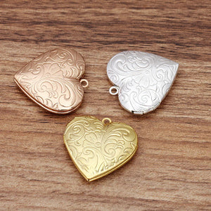 10 PCS 29mm Metal Copper Heart Photo Locket Charms for DIY Jewelry