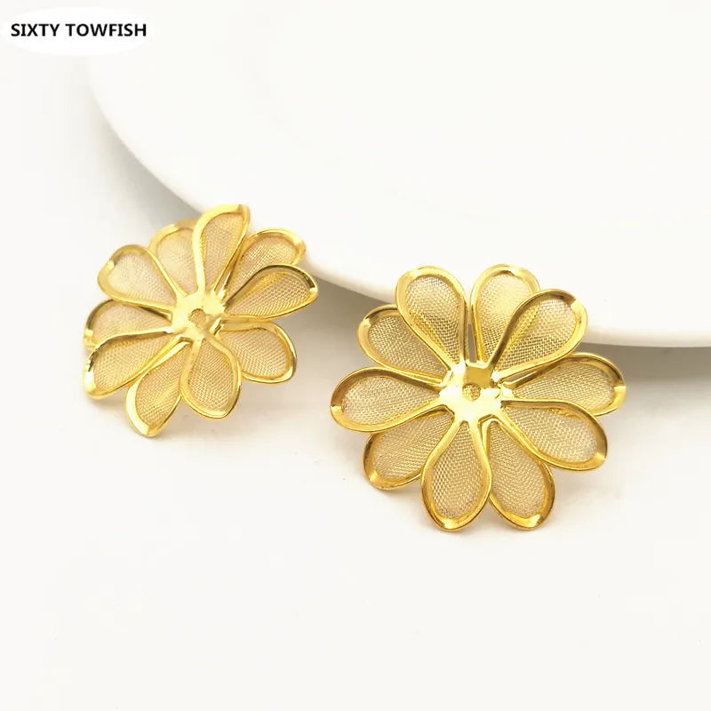 10 PCS 30mm 40mm K Metal Filigree Flower Slice Charms DIY Jewelry Accessory